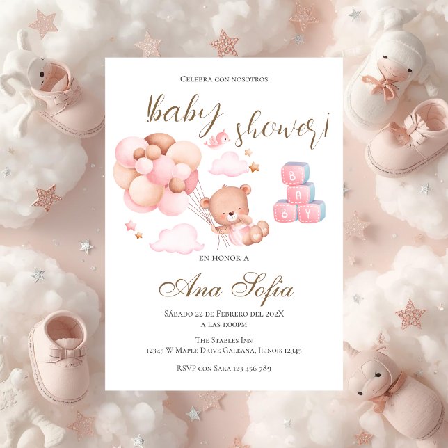 Bear Spanish Baby Shower invitation (Creator Uploaded)