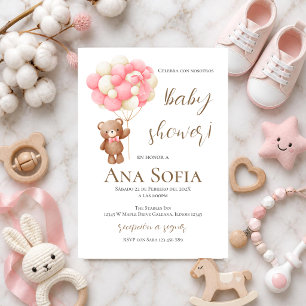 Bear Spanish Baby Shower invitation