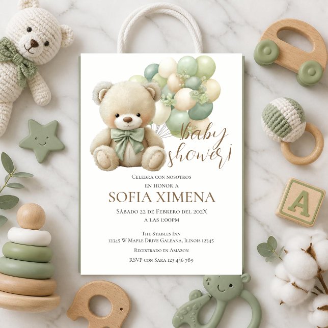 Bear Spanish Baby Shower invitation (Creator Uploaded)