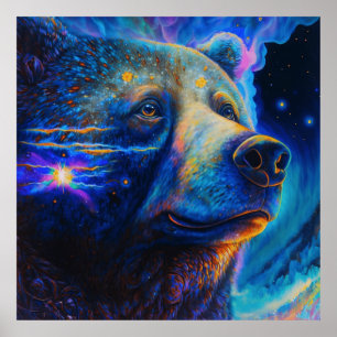 Bear Spirit Animal Neon Symbol of Strength & Power Poster