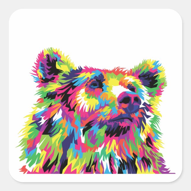 Bear Spirit Animal Pop Art Square Sticker (Front)