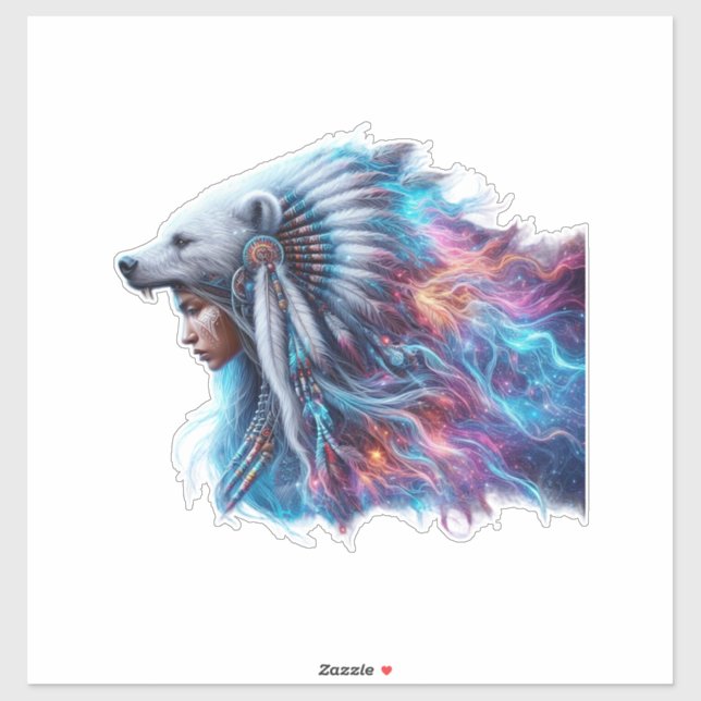 Bear Spirit Warrior Custom-Cut Vinyl Sticker (Sheet)
