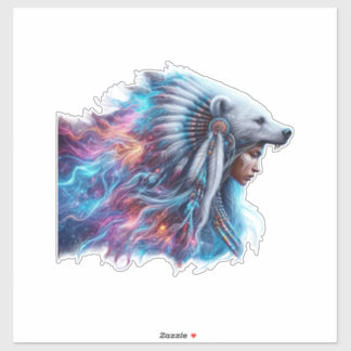 Bear Spirit Warrior Custom-Cut Vinyl Sticker