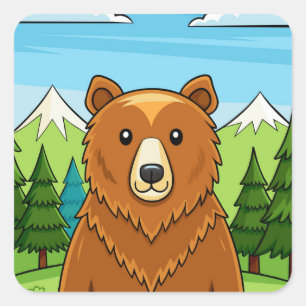 Bear Square Sticker