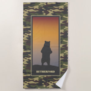 Bear Standing and Camo Beach Towel
