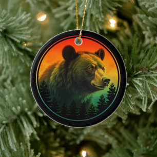Bear sunset nature animal wildlife ceramic tree decoration