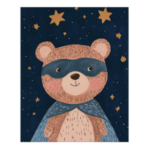 Bear Superhero Print, Kids Nursery Wall Art