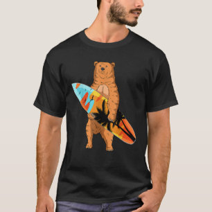 Bear Surfer Surfboard Beach Summer Waves Surf Surf T-Shirt