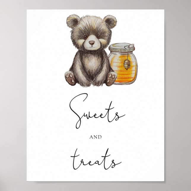 Bear - sweets and treats baby shower poster (Front)