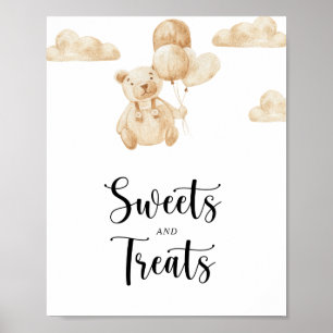 Bear sweets and treats baby shower poster