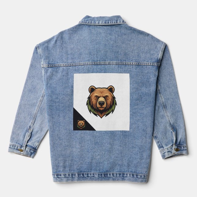 bear t-shirt logo denim jacket (Back)