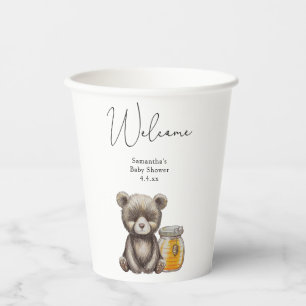 Bear thank you baby shower paper cups