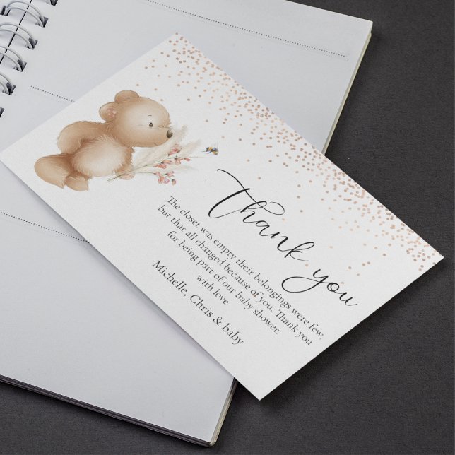 Bear & The Bee Baby Shower Thank You Card (Creator Uploaded)