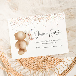 Bear & The Bee Diaper Raffle Baby Shower Game Enclosure Card