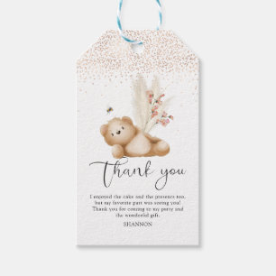 Bear & The Bee First Birthday Thank You Card Gift Tags