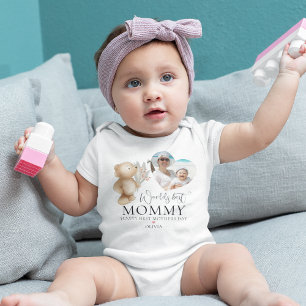 Bear & The Bee   Heart Photo First Mothers Day Baby Bodysuit