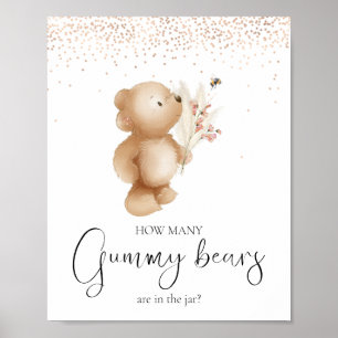 Bear & The Bee   How Many? Baby Shower Game Poster