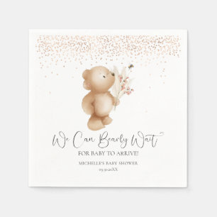 Bear & The Bee We Can Bearly Wait! Baby Shower Napkin