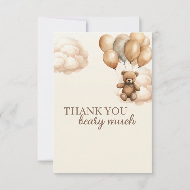Bear Theme Baby Shower Thank You Card (Front)