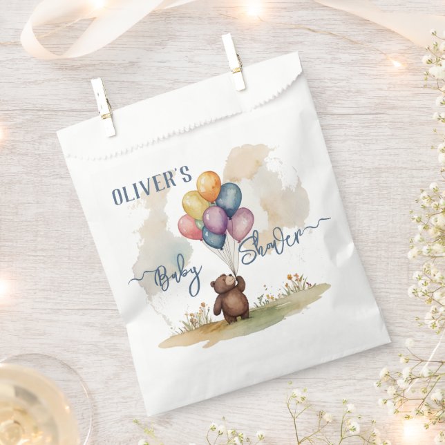 Bear Themed Gender Neutral Baby Shower Favour Bags (Clipped)