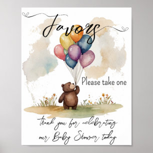 Bear Themed Gender Neutral Baby Shower Favours Poster
