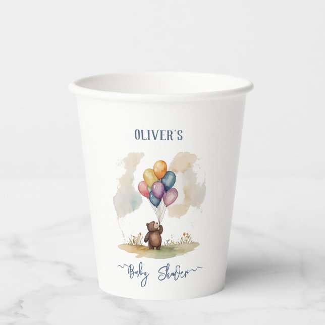 Bear Themed Gender Neutral Baby Shower Paper Cups (Front)