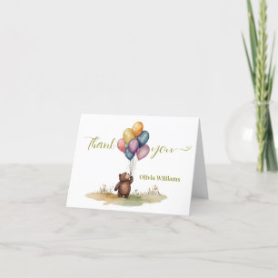 Bear Themed Gender Neutral Baby Shower Thank You Card