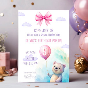Bear-Themed Kids Birthday Party Invitation