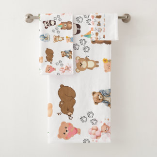 Bear-Themed Seamless Design Towel Set