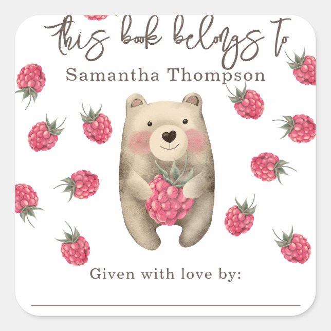 Bear - this book belongs to square sticker (Front)
