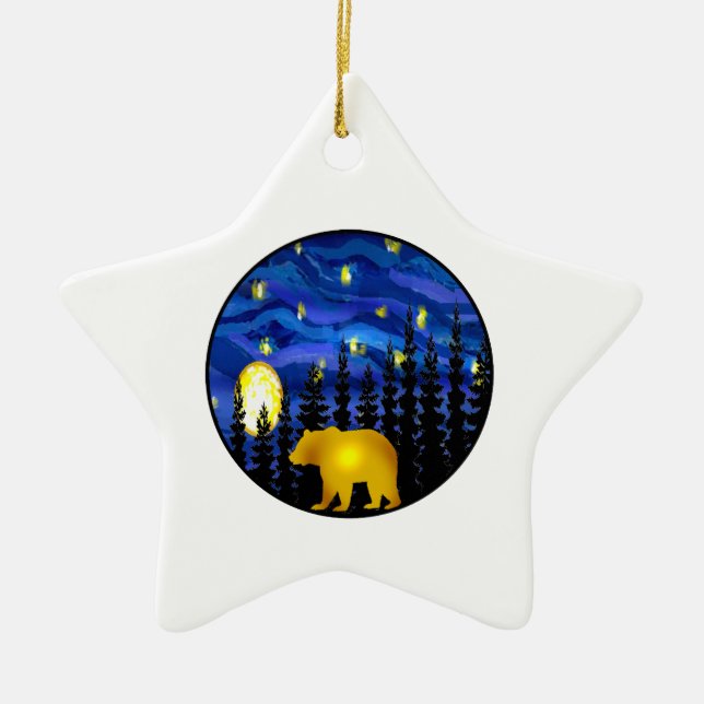 bear this night ceramic tree decoration (Front)
