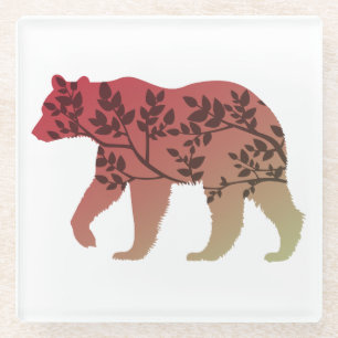 Bear Tree Glass Coaster