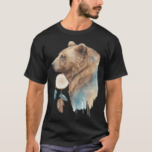 Bear Tribal Watercolor Bear Dream Catcher T-Shirt