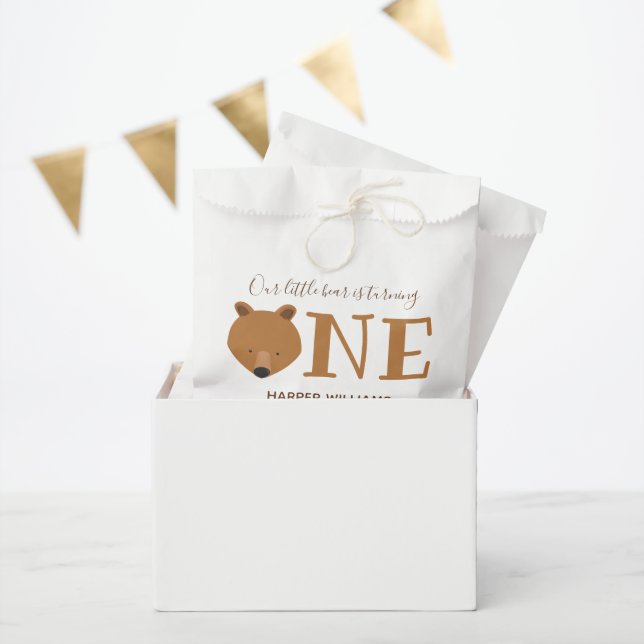 Bear Turning One Cute Animal First Birthday Favour Bags (Party)