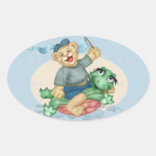 BEAR TURTLE AutoCollant ROUND OVAL Stickers