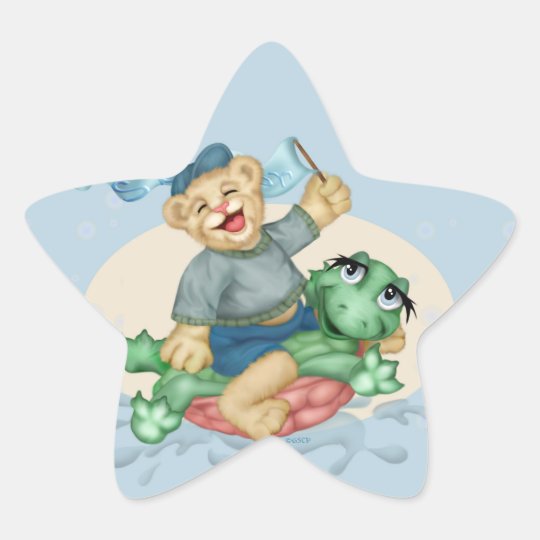 BEAR TURTLE AutoCollant ROUND Star Stickers