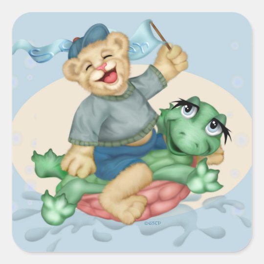 BEAR TURTLE AutoCollant SQUARE Small, 1½ inch Square Sticker