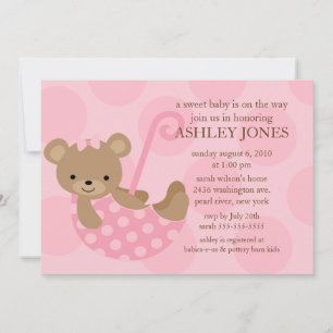 Bear Umbrella Baby Shower Invitation