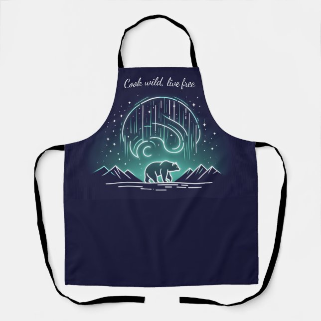 Bear Under Aura Lights Apron (Front)