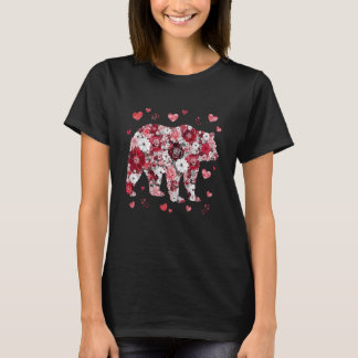 Bear Valentine Floral Art for Bear Lovers Couple T-Shirt