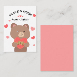 Bear Valentines Day Card Kids with Hearts
