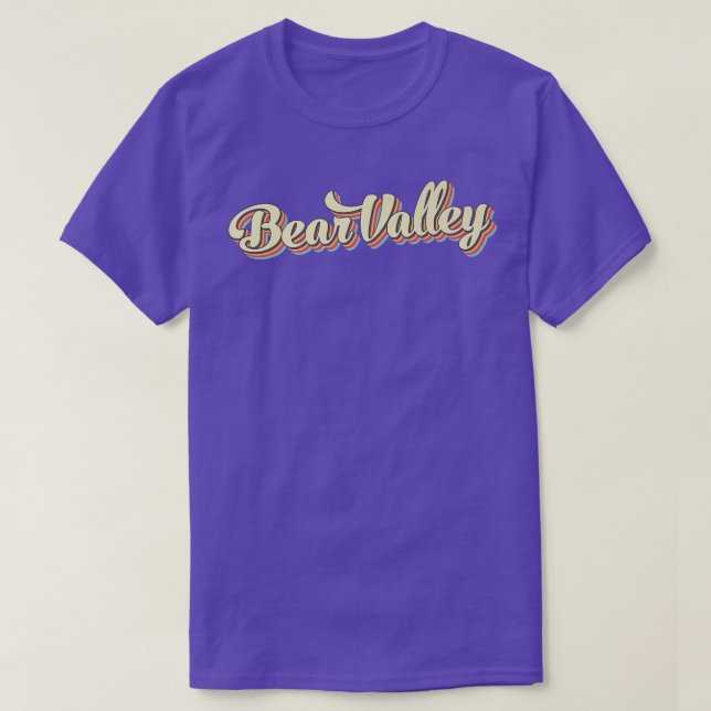 Bear Valley TShirt Retro Art Baseball Font Vintage (Design Front)