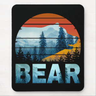 BEAR VINTAGE NATURE WILD FOREST SUNSET MOUSE MAT