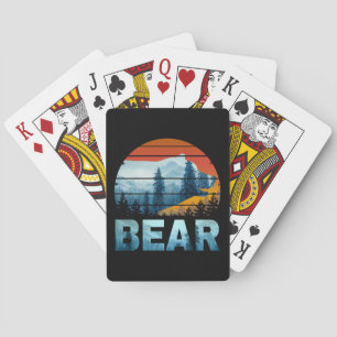 BEAR VINTAGE NATURE WILD FOREST SUNSET PLAYING CARDS