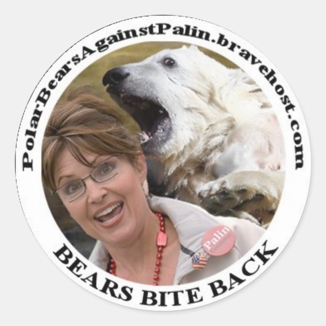 Bear Vs Palin Circle Sticker (Front)