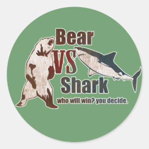 Bear vs. Shark. Who will win? you decide. Classic Round Sticker