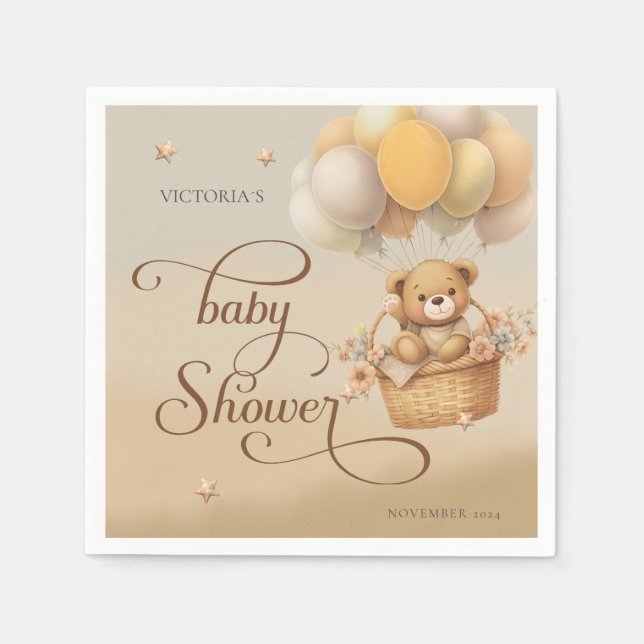 Bear wait baby shower Paper Napkin (Front)