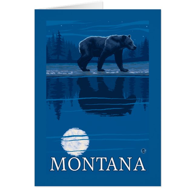 Bear Walking in Moonlight Vintage Travel (Front)