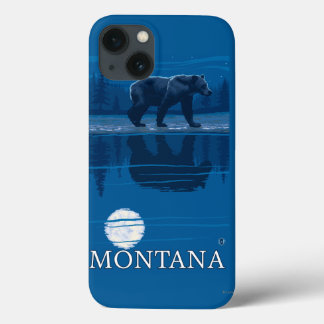 Bear Walking in Moonlight Vintage Travel iPhone 13 Case