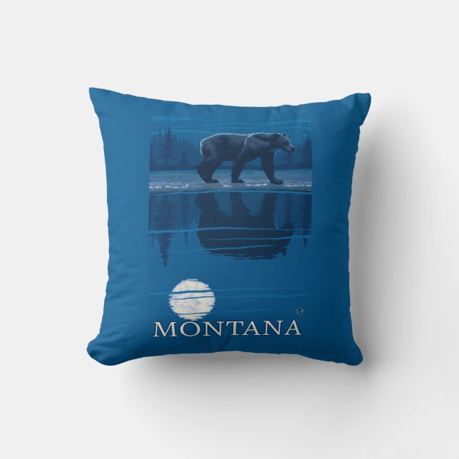 Bear Walking in Moonlight Vintage Travel Cushion (Front)